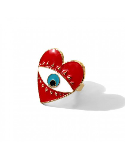 Flatfoosie 2019 regulowane piękne czerwone serce złe oko pierścienie dla kobiet moda damska minimalistyczne złote serce złe oczy
