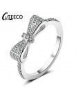 CUTEECO różowe złoto srebro cyrkon zaręczynowy pierścień kryształ obrączki dla kobiet modna biżuteria na prezent 2019 Anillos Mu