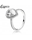CUTEECO różowe złoto srebro cyrkon zaręczynowy pierścień kryształ obrączki dla kobiet modna biżuteria na prezent 2019 Anillos Mu