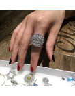 925 srebro kolor kwiat ostry duża cyrkonia kamienne pierścienie dla kobiet moda ślubna biżuteria zaręczynowa 2019