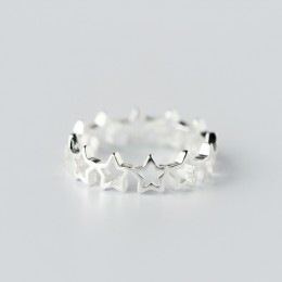 Nowy 925 Sterling Silver Rings dla kobiet Star Rings Fashion Wedding regulowane pierścienie wielkości