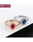 ZHOUYANG księżniczka Kate niebieski klejnot utworzono niebieski kryształ kolor srebrny ślub palec kryształowy pierścień marka bi
