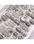 Sprzedaż hurtowa 20 sztuk/partii Mix Style Vintage rzeźbiony kwiat srebrny pozłacana biżuteria pierścionki dla kobiet rozmiar 17