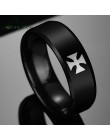 Nextvance Knight templariuszy pierścionki z krzyżykiem czarny Punk krzyżowcy obrączki dla mężczyzn obietnica biżuteria Anel Drop
