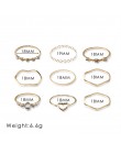 Sindlan 9 sztuk geometryczne kryształowe pierścionki dla kobiet złoty ślub zestaw pierścieni kobiet dziewczyny w stylu Vintage m