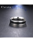 CACANA stalowe pierścienie ze stali nierdzewnej dla kobiet polerowanie fajne czarne biżuteria sztuczna hurtownia nr R82