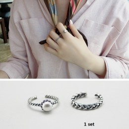 Moda pierścionek z perłą przesada moda w kształcie litery U otwarcie regulowany złoty pierścionek dla kobiet nowa biżuteria 2020