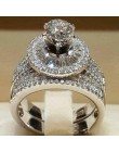 Elegancka obrączka dla kobiety cyrkonia vintage Bridal zaręczyny rose goldFinger akcesoria biżuteria anillos mujer