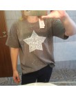OUMENGKA nowe mody T koszula kobiety topy z krótkim rękawem O-neck koszulki bawełniane gwiazda Polka Dot drukowane lato Rhinesto