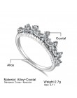 FAMSHIN moda srebrny kolor kryształu wiertła z dziurką korona w kształcie królowej Temperament pierścienie dla kobiet wesele pie