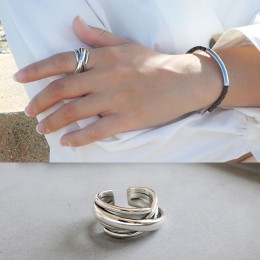 Punk osobowość 925 srebro geometryczny nieregularny pierścionek dla kobiet biżuteria ślubna regulowany antyczny palec pierścień 