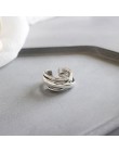 Punk osobowość 925 srebro geometryczny nieregularny pierścionek dla kobiet biżuteria ślubna regulowany antyczny palec pierścień 