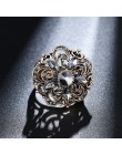 Kinel luksusowe szary kryształ kwiat rocznika obrączki dla kobiet Boho Punk turecki biżuteria Bague Femme 2019 nowy