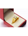 Pasjans męski pierścionek 24KT złoty kolor 925 srebro AAA cyrkon cz obrączka obrączki dla mężczyzn Finger Party biżuteria