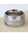 Klasyczne stalowe pierścienie o szerokości 14mm dla kobiet różowe złoto ze stali nierdzewnej platerowane Pave różany kryształ dl