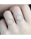 ERLUER Trendy kobiety pierścień okrągły urok Cubic cyrkon róża kryształowa złote obrączki dla dziewczynek kobiece Party biżuteri