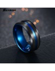 Maxmoon gorąca sprzedaż rowek pierścienie czarny niebieski ze stali nierdzewnej Midi pierścienie dla mężczyzn urok biżuteria męs