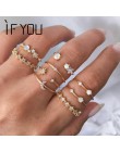 Jeśli Vintage Knuckle kryształowe pierścionki dla kobiet Trendy Finger czeski Ins Star Moon zestaw pierścieni biżuteria zaręczyn