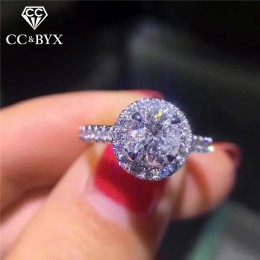 CC 925 pierścionki srebrne dla kobiet cyrkonia kamień okrągły pierścionek zaręczynowy dla nowożeńców biżuteria Drop Shipping CC5