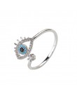 Lucky Eye Evil Eye otwarte pierścienie miedzi Micro Pave Cubic cyrkon pierścień biżuteria regulowany kobiety pierścień prezenty 