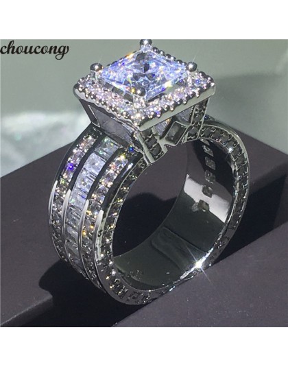 Choucong Vintage Court Ring 925 srebro księżniczka cut AAAAA cz kamień obrączka obrączki dla damska biżuteria na prezent