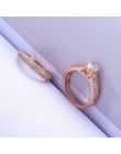 VKME Ms. zestaw pierścieni ślubnych błyszczący idealny okrągły miedź cyrkon pierścień damski akcesoria imprezowe 2 kolor srebrny