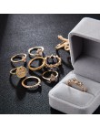 Tocona 9 sztuk/zestawów luksusowe złote pierścionki dla kobiet twardy jasny kryształ kamień wąż Hollow okrągły biżuteria geometr