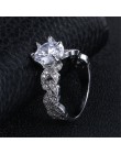 1.5 carat biżuteria z cyrkoniami aaa obrączki ślubne dla kobiet w stylu vintage kolor srebrny obrączki anel crystal bague leaves
