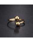 CACANA stalowe pierścienie ze stali nierdzewnej dla kobiet podwójna kula modna biżuteria zaręczynowa pierścienie dla mężczyzn we