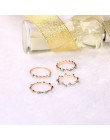Etniczne boho 4 sztuk/zestaw Rhinestone Slim pierścionki minimalistyczny złoty kolor kobiet piękny pierścionek dla kobiet Weddin