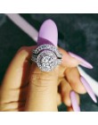 2020 nowy desgin Moonso 925 Sterling srebrne wesele zestaw pierścieni ślubne klasyczne pierścionek zaręczynowy w kształcie obrąc