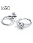 X & P klasyczny pierścionek zaręczynowy 6 pazury projekt AAA biała cyrkonia typu kostka moda kobieta kobiety obrączka pierścionk