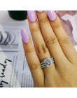 925 Sterling srebrne wesele zestaw pierścieni 3 w 1 band pierścień dla kobiet zaręczyny biżuteria dla nowożeńców palec moonso R1