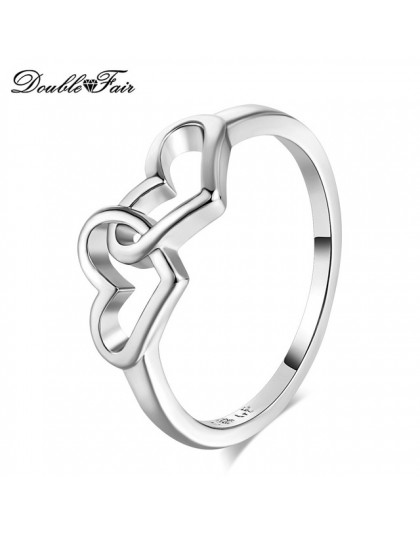 Double Fair serce do serca romantyczne pierścienie różowe złoto/kolor srebrny moda biżuteria zaręczynowa dla kobiet miłośników H