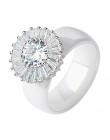 100% S925 srebro eleganckie kobiety olśniewający kwiatowy pierścień CZ cyrkon pierścionek jubileuszowy zdrowe pierścienie cerami