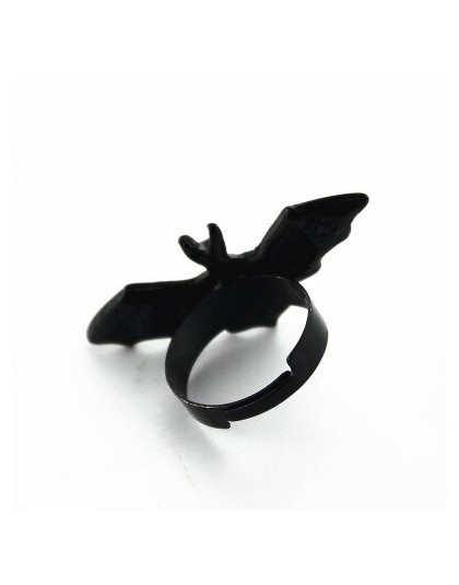 HUANZHI nowy 2019 stylowy czarny nietoperz otwarcie regulowane metalowe gotyckie pierścienie dla kobiet mężczyzn dziewczyny Part