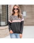 2020 moda damska Casual z długim rękawem jesień T-shirt Leopard T shirt wiosenny top Tees Femme panie Tshirt ubrania Plus rozmia