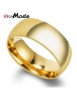 ELSEMODE 8mm stal nierdzewna 316L błyszczący polerowany pierścień mężczyźni kobiety moda biżuteria obrączka zaręczynowa pierścio