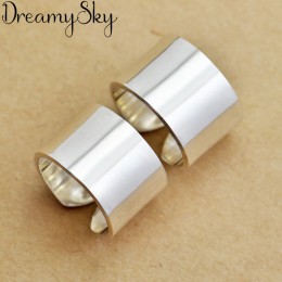 Romantyczny styl nowa luksusowa 925 Sterling Silver duże gładkie pierścienie dla kobiet ślub Retro regulowany rozmiar pierścień 