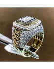 YOBEST wysokiej jakości Micro Pave CZ kamień ogromne złote pierścienie dla kobiet mężczyzn luksusowe biały cyrkon biżuteria zarę