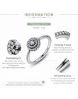 BAMOER 925 Sterling Silver okrągły kształt promienna elegancja, kwiat z czystą cyrkonią pierścienie dla kobiet rocznica sprzedaż