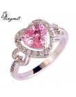 Lingmei miłość ślub zaręczyny różowy i biały CZ srebrny 925 pierścień rozmiar 6 7 8 9 10 hurtownie romantyczna ładna damska biżu