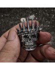 EYHIMD męskie klasyczne szlachty srebrny król korona czaszka 316L ze stali nierdzewnej w stylu motocyklowym pierścienie Punk mod