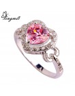 Lingmei miłość ślub zaręczyny różowy i biały CZ srebrny 925 pierścień rozmiar 6 7 8 9 10 hurtownie romantyczna ładna damska biżu