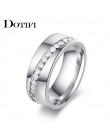 DOTIFI stal nierdzewna 316L stalowe pierścienie dla kobiet ukośne cyrkon zaręczyny obrączka biżuteria
