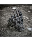 EYHIMD męskie klasyczne szlachty srebrny król korona czaszka 316L ze stali nierdzewnej w stylu motocyklowym pierścienie Punk mod