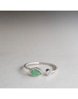 Dainty kolor srebrny złoty kształt gruszki zielony kamień otwarty pierścień dla kobiet ślub regulowane obrączki Party biżuteria 