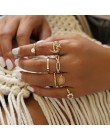 VAGZEB nowe mody złoty kolor Knuckle zestaw pierścieni dla kobiet w stylu Vintage urok palec serdeczny kobiet Party biżuteria pr