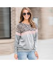 2020 moda damska Casual z długim rękawem jesień T-shirt Leopard T shirt wiosenny top Tees Femme panie Tshirt ubrania Plus rozmia