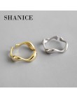 SHANICE 100% 925 srebro otwarty pierścień INS minimalistyczny nieregularny falisty gładki pierścień otwierający bague femme arge